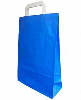 Крафт пакет cиний с плоскими ручками, 240*100*370 мм (Ш*Г*В) мм